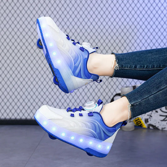 Two Wheels Children's Led Light Roller Skate Shoes For Kids Boys Girls Glowing Sports Luminous Sneakers Skateboard USB Charging.