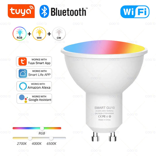Tuya WiFi GU10 Smart LED Glühbirne Bluetooth GU10 Dimmbare Lampen Smart Life App Control Spotlight Glühbirne Funktioniert mit Alexa Google.