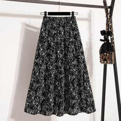 Zjaiss Autumn 2025 Floral Pleated A- Line Skirt Vintage Draped Elegant Chinese Style Women's Half-length Skirts With Lining