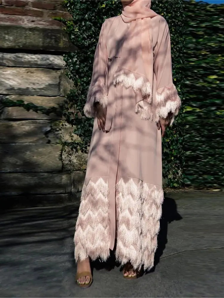 Ramadan Eid Pink Khimar Kimono Abaya Damen Dubai Luxury Islam Muslim Women Kebaya Kaftan Robe Musulmane Caftan Marocain Femme.