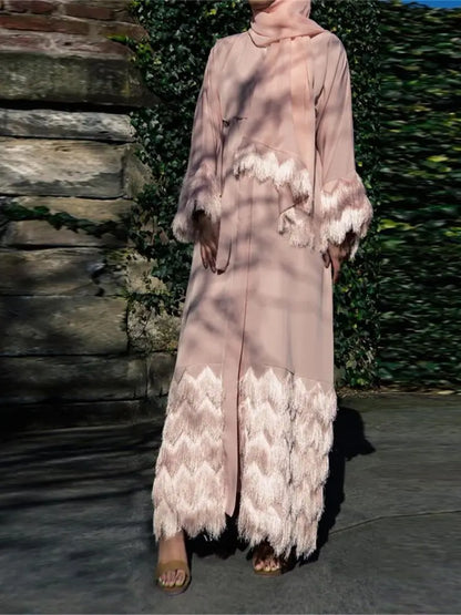 Ramadan Eid Pink Khimar Kimono Abaya Damen Dubai Luxury Islam Muslim Women Kebaya Kaftan Robe Musulmane Caftan Marocain Femme.