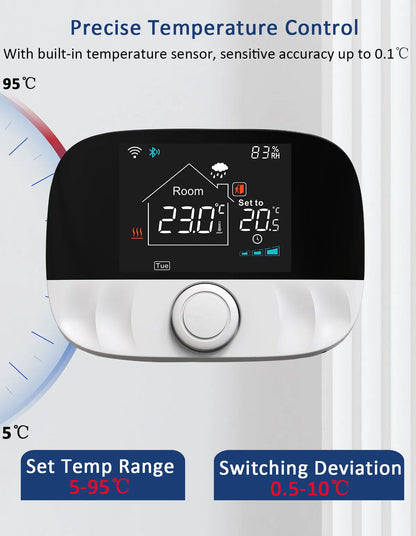 RF Wireless Thermostat Smart WiFi Floor Heating For Gas Boiler Battery Powered Tuya Temperature Controller Receiver Alice Google.