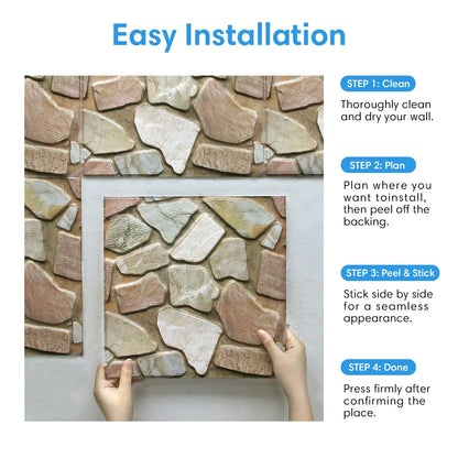 10/20 Pcs, 3D Faux Stone Peel and Stick Wall Panels, PVC Waterproof Wall Stickers ,Kitchen, Bathroom Wall Decoration, Backsplash