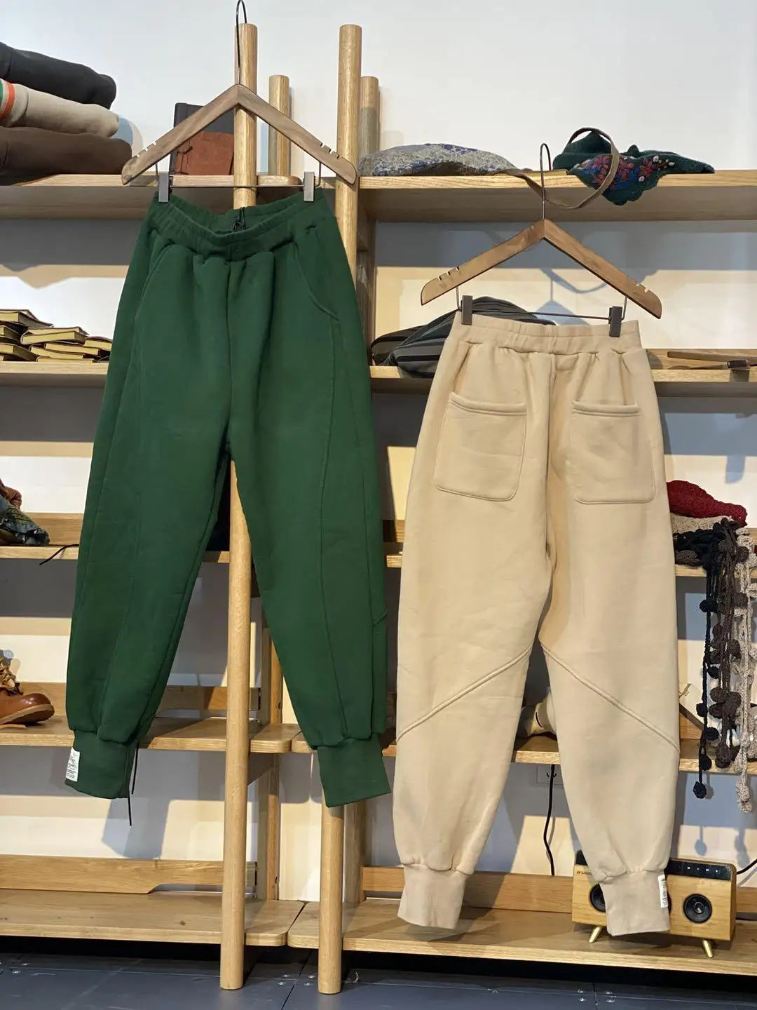 Autumn/Winter 150kg American Retro Cuffed Casual Trousers Men's Korean Slimming Patchwork Fleece-lined Harem Trousers Sweatpants.