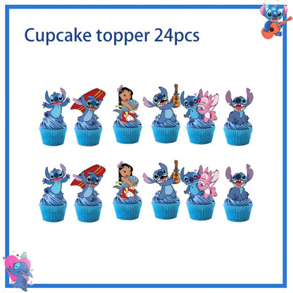 Disney Stich Geburtstag Party Dekorationen Blau Thema Geschirr Tischdecke Banner Hängende Spirale Für Kinder Event Liefert.