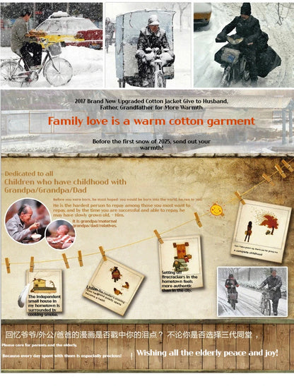 Winter Men's Cotton Jacket with Fleece for Middle-aged and Elderly People Warm Coat, Windproof Winter Coat Parka Coat.