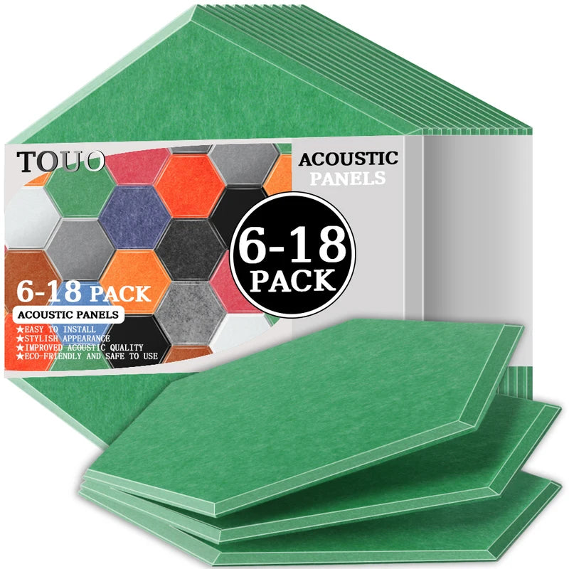 TOUO Acoustic Panels 6-18pc Noise Treatment Insulation Soundproofing Home Studio High Density Soundproof Wall Decor Bedroom