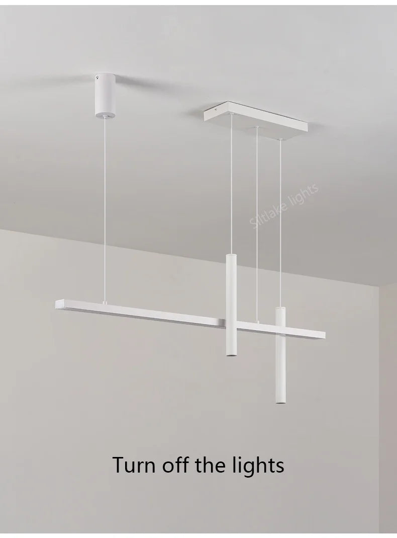 Neue Restaurant Kronleuchter moderne einfache Esszimmer Tisch Bar Lichter lange Streifen Scheinwerfer kreative Designer Pendelleuchten