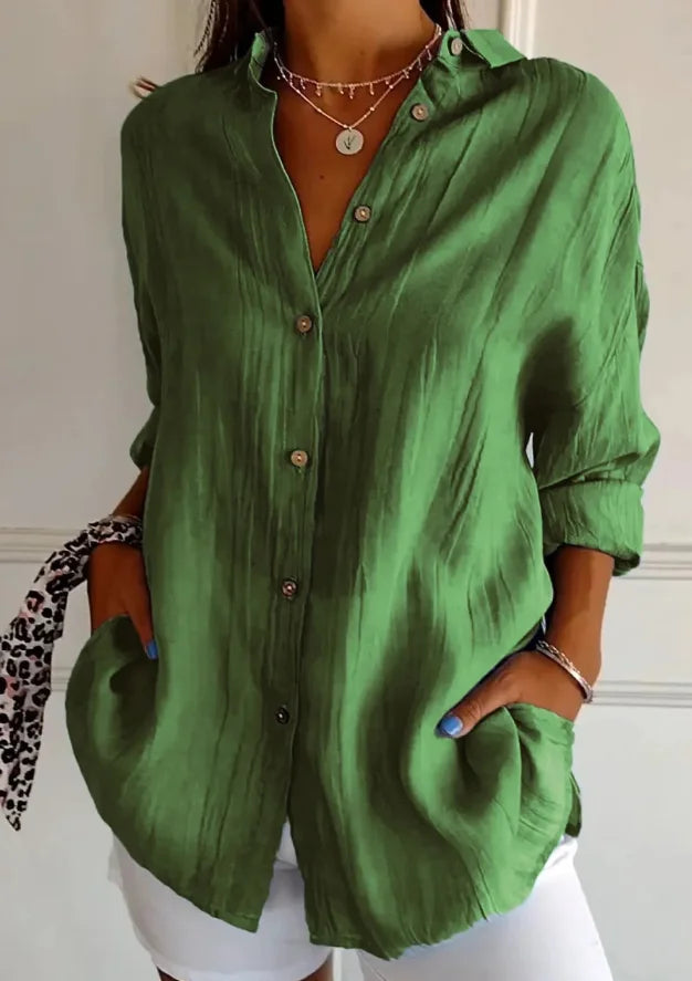 Shirt Women's Lapel Long Sleeve Solid Color Casual Single Breasted New Fashion Brown Black White Shirt Tops Blouses for Female.