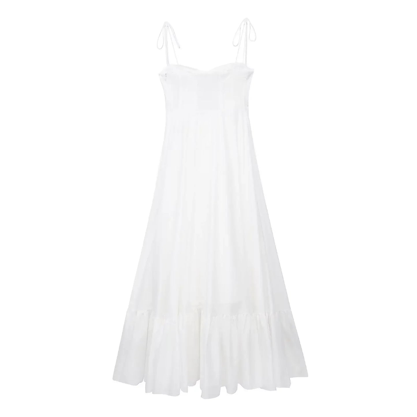 TFMLN Elegantes, gestuftes langes Kleid für Damen, 2024, Sommer, klassische Mode, solide Kleider mit seitlichem Reißverschluss, hohe Taille, A-Linie, Partykleid.