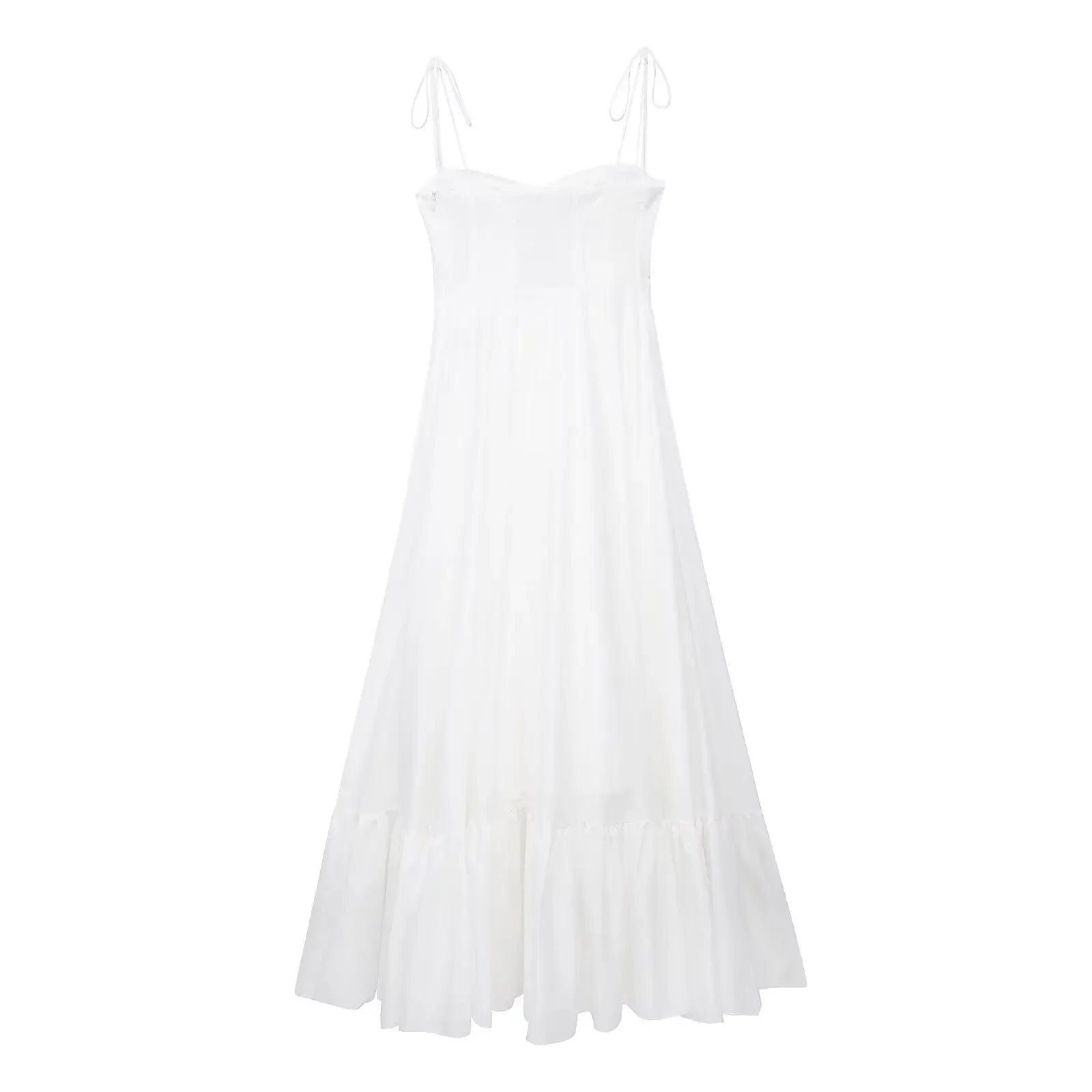 TFMLN Elegantes, gestuftes langes Kleid für Damen, 2024, Sommer, klassische Mode, solide Kleider mit seitlichem Reißverschluss, hohe Taille, A-Linie, Partykleid.