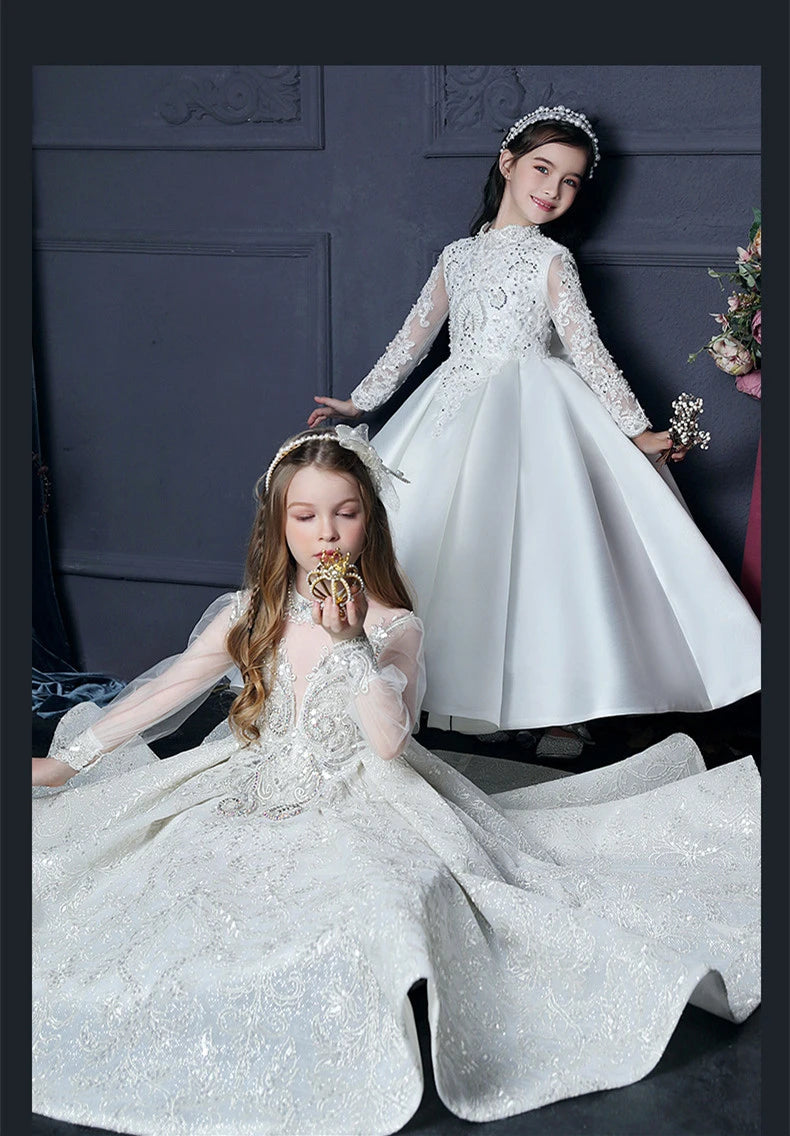 Mädchen Erstkommunion Kleid Blumen mädchen Hochzeit Pailletten Kleider für Kinder Klavier Leistung Vestidos Kinder Festzug Ballkleid.