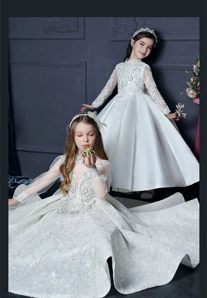 Mädchen Erstkommunion Kleid Blumen mädchen Hochzeit Pailletten Kleider für Kinder Klavier Leistung Vestidos Kinder Festzug Ballkleid.