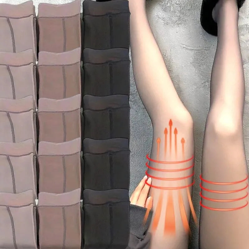 New Women‘s Thermal Leggings Winter Warm Sexy Elastic Translucent Pantyhose Female Fleece Thermal High Waist Thicken Tight Pants