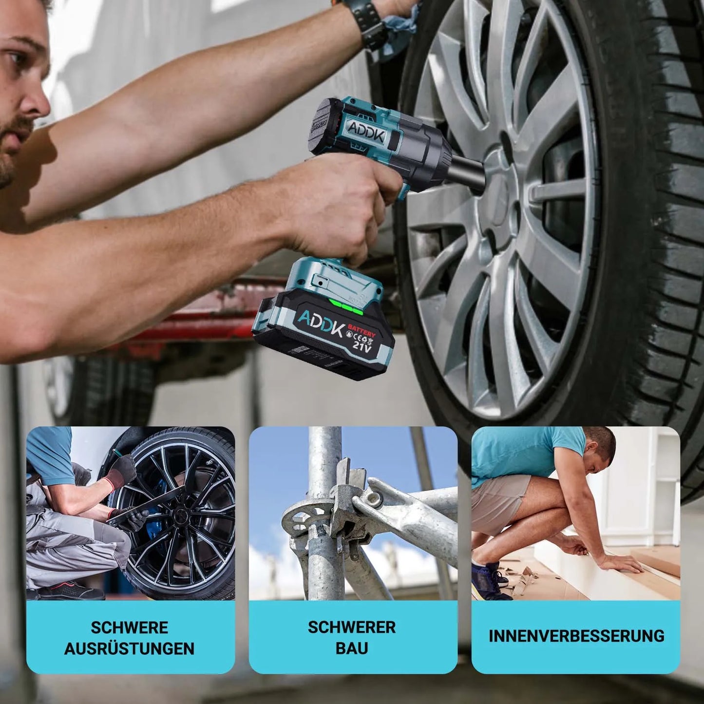 Anajqaqia Elektroschraubenschlüsselsatz, 1600 Nm 6-Gang-Einstellung, 4000 mAh Akku, 21 V Lithium-Akku-Elektroschrauber, Elektrowerkzeuge