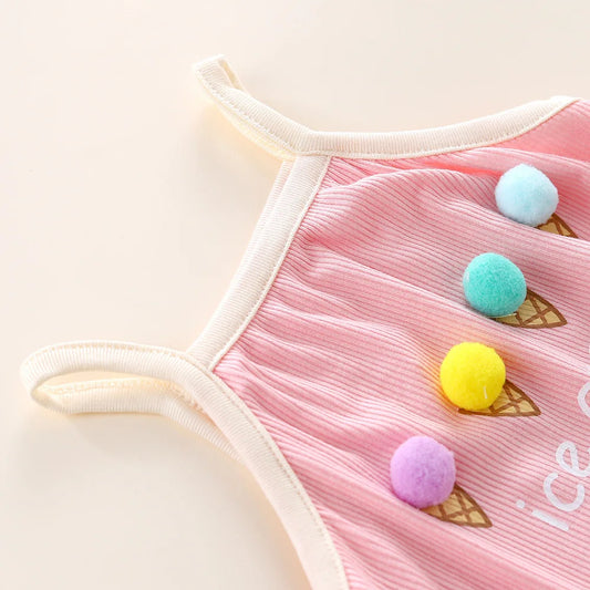 MILANCEL Neue Sommer Säuglings Body 0-24M Nette Eis Kleinkind Brief Hosenträger Overall Baby Süße Einteilige.