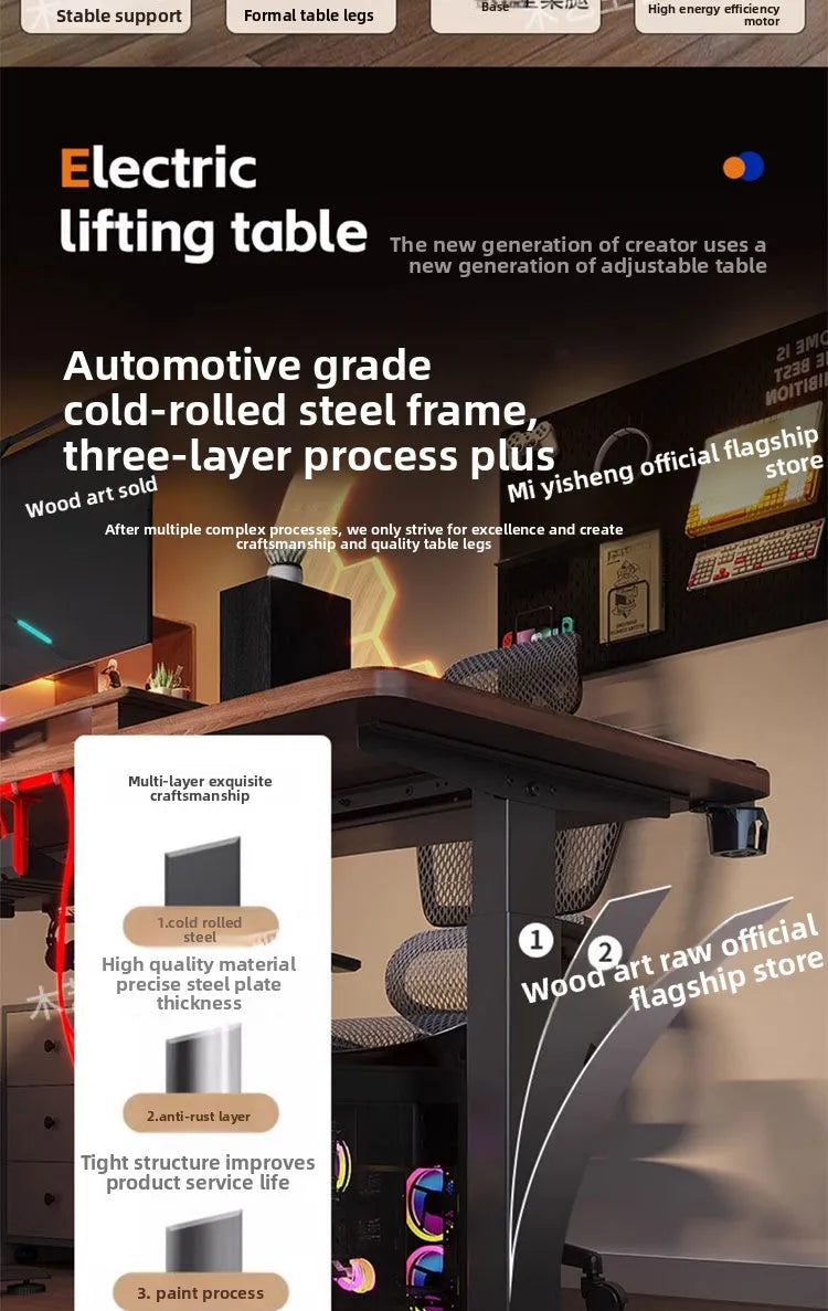 Elektrischer höhenverstellbarer intelligenter Stehschreibtisch, Computer-Workstation, Heimbüro, Gaming-Tisch, Arbeitszimmer, Schreibtisch, Desktop-Computer