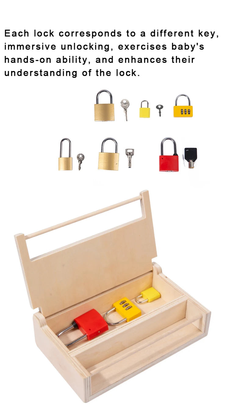 Montessori Unlocking Toys Learning Locks With Keys Children Educational Game Fine Motor Training Sensory Materials Teaching Aids.