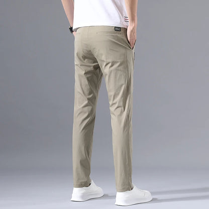 2025 Men's Casual Pants Slim Fit Stretch Classic Chino Trouser Male Stretch Elastic Korean Summer Dress Ice Light Thin Business.