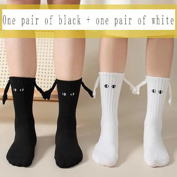 Funny Adult Socks Magnetic Hand in Hand Solid Color Cartoon Couple Socks Holiday Party Gifts for All Seasons.