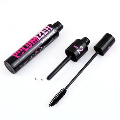 Make up 2in1 Double Purpose Mascara Waterproof and Sweatproof Curling Brushes Makeup Eye Fiber Mascara Eyelash Eyelashes Black.