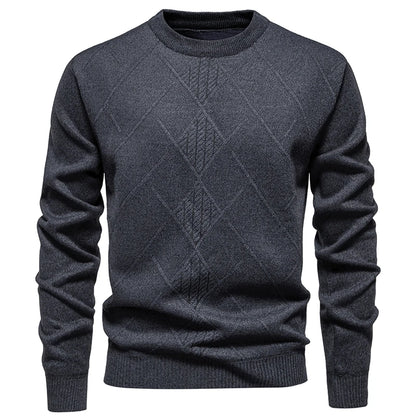 Autumn Winter Thick Knit Pullovers Men Solid Color Geometric Fashion Slim Fit Knitted Sweaters Mens Warm Casual Knitting Sweater.