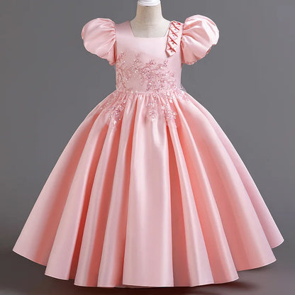 Prinzessin Mädchen Kommunion Geburtstags feier Tanz Leistung Pailletten schwarz Kleid Mädchen Hochzeit Brautjungfer Party Langarm Kleid.