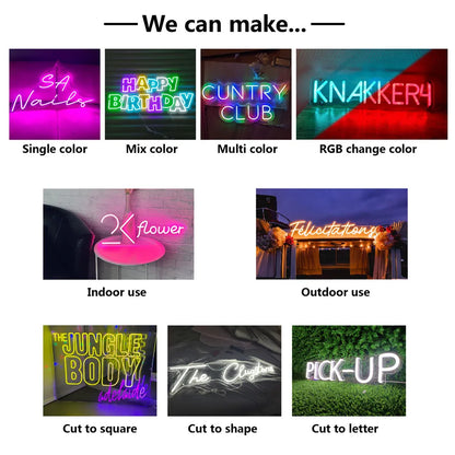 Personalized Neon Signs Custom Light Letter Wall Decoration Neon Led Flexible Christmas Birthday Wedding Room Decor Custom Neon.