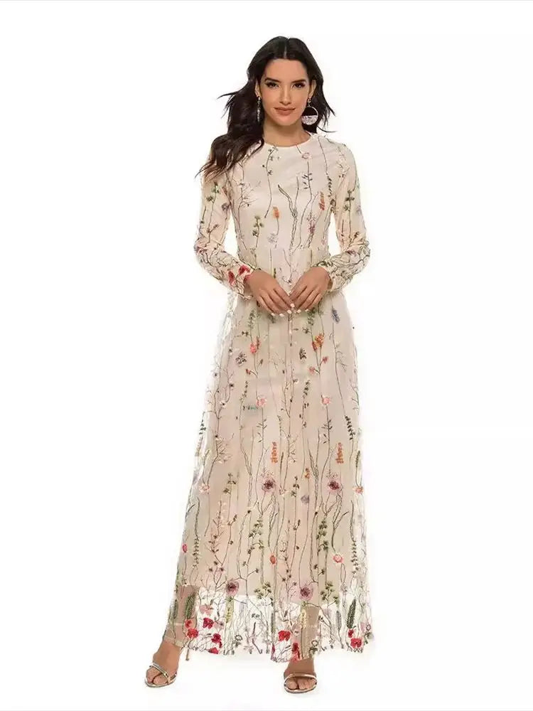 Ramadan Eid Flower Abaya Damen Dubai Islamic Women Muslim Dresses Kebaya Kaftan Robe Musulmane Caftan Marocain Femme.