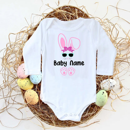 Personalisierter Ostern-Baby-Body mit individuellem Namen, Säuglings-Outfits, Kleidung, Junge, Mädchen, Urlaub, Party, Overall, niedlicher Hase, Neugeborenen-Strampler.