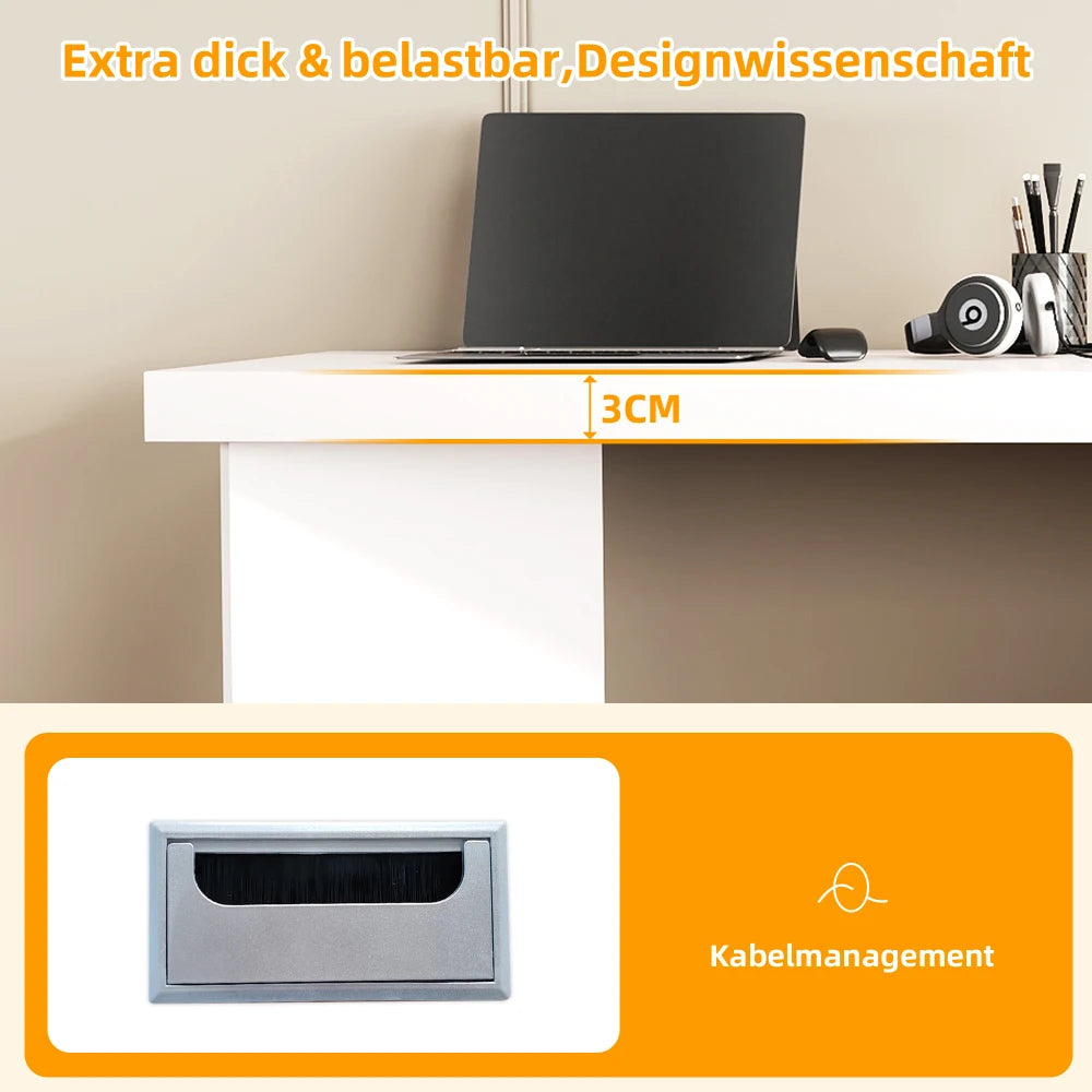 Eckschreibtisch mit integriertem Tierhaus, MDF-Eckschreibtisch aus verdicktem Brett für das Heimbüro mit XLanimal Cave L-förmiger Eckschreibtisch