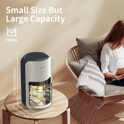 1200ml Dehumidifier with Automatic Defrosting 7 RGB Colorful Lights,42oz Ultra Quiet 480Sqft  Bedroom Wardrobe Closet Trailer.