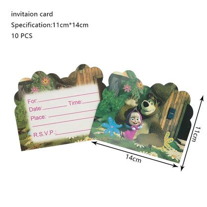 Mashas und Bär Geburtstag Party Dekoration Cartoon Thema Luftballons Kinder Event liefert Einweggeschirr Hintergrund