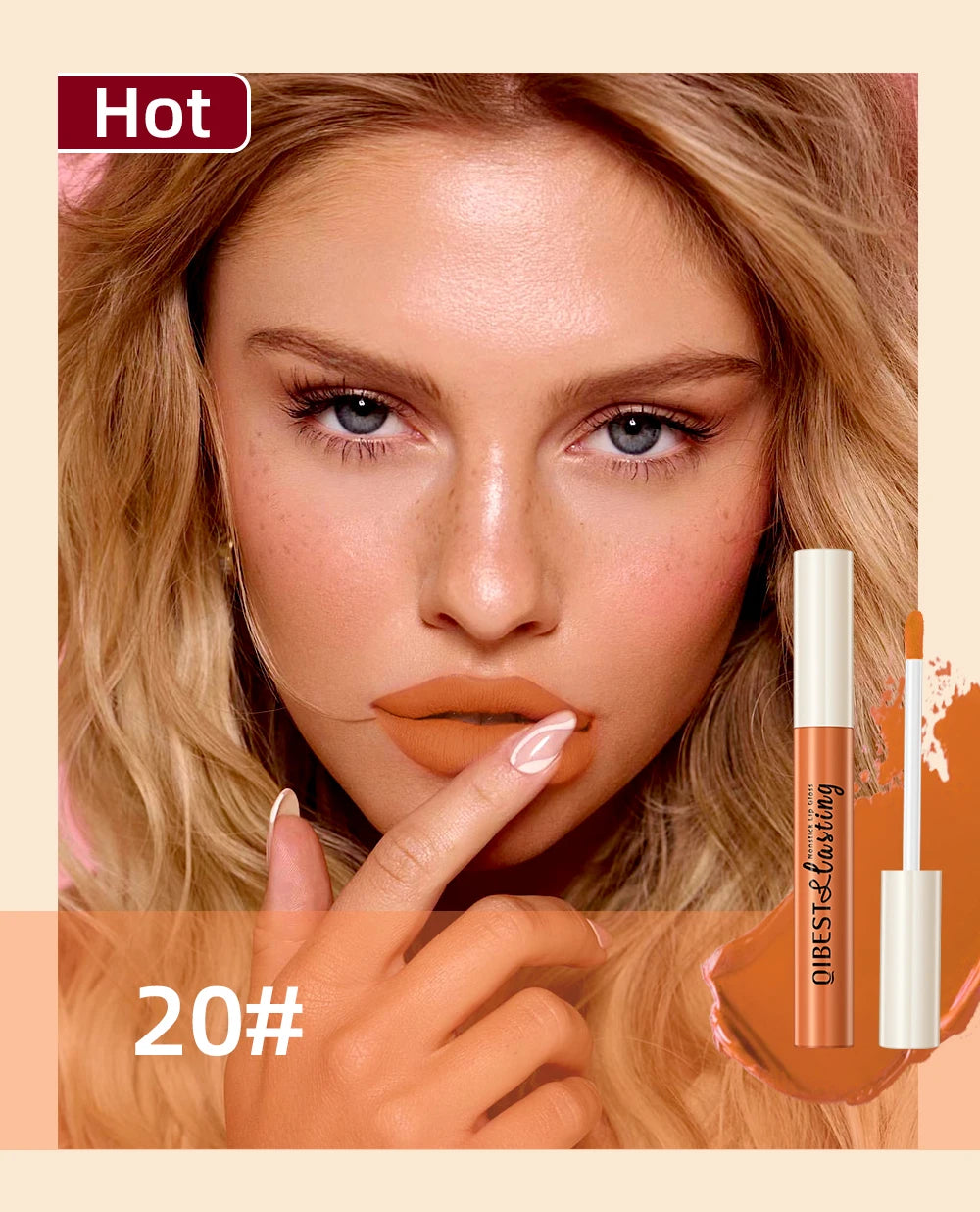 QIBEST Sexy Red Matte Lip Gloss Long Lasting Velvet Liquid Lipstick Lip Makeup Women Beauty Nonstick Cup Waterproof Lipgloss Hot.