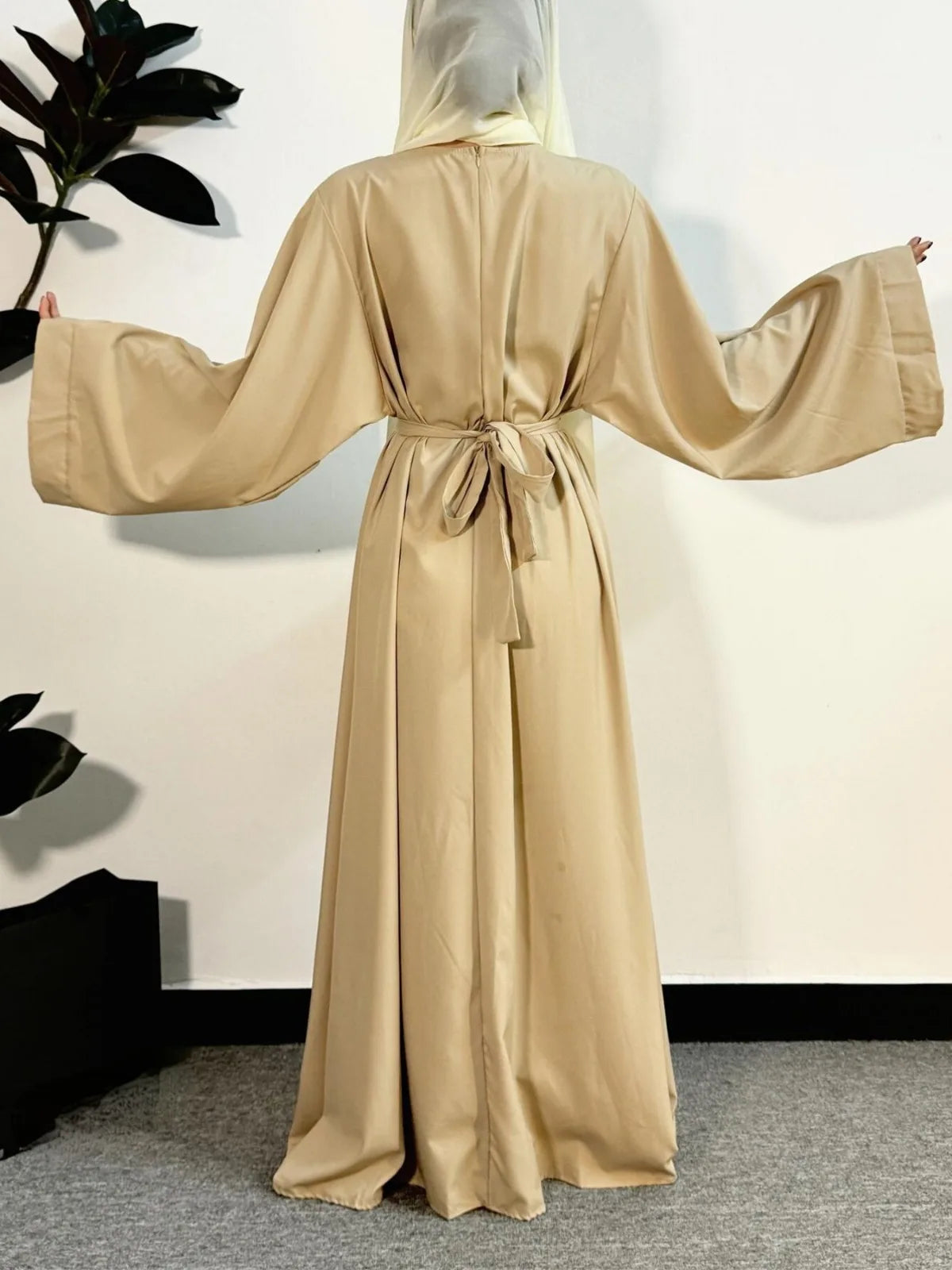 Muslim Abayas Women Kaftans Prayer Dress With Belt Full Sleeve Islamic Clothing Women Jilbabs Dubai Robe Ramadan Dresses.