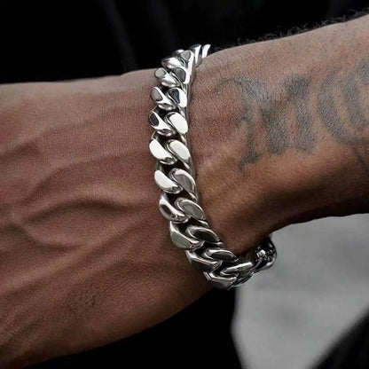 316 Stainless Steel Plated 18k Gold Fashion 8.10.12mm Encrypted Cuban Chain Miami Rap Hip Hop Men's Bracelet Accessory