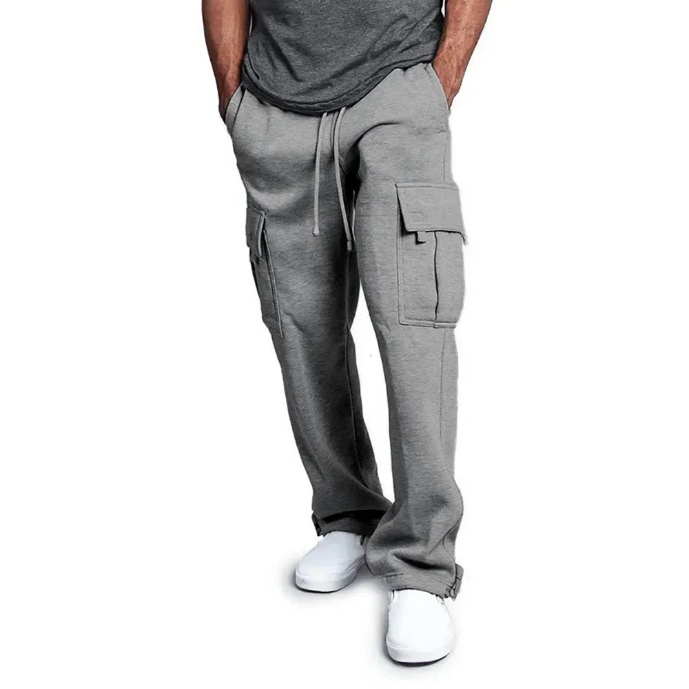 Men's Cargo Sweatpants Autumn Long Pants Loose Sport Fit Jogging Overalls Joggers Sweat Pocket Pants Cargo Trousers Streetwear