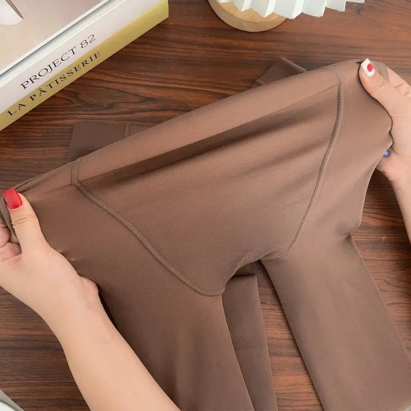 Sexy Thicken Warm Tights Women Plus Size Thermal High Waist Elasticity Plush Fleece Translucent Coffee Elasticity Pantyhose