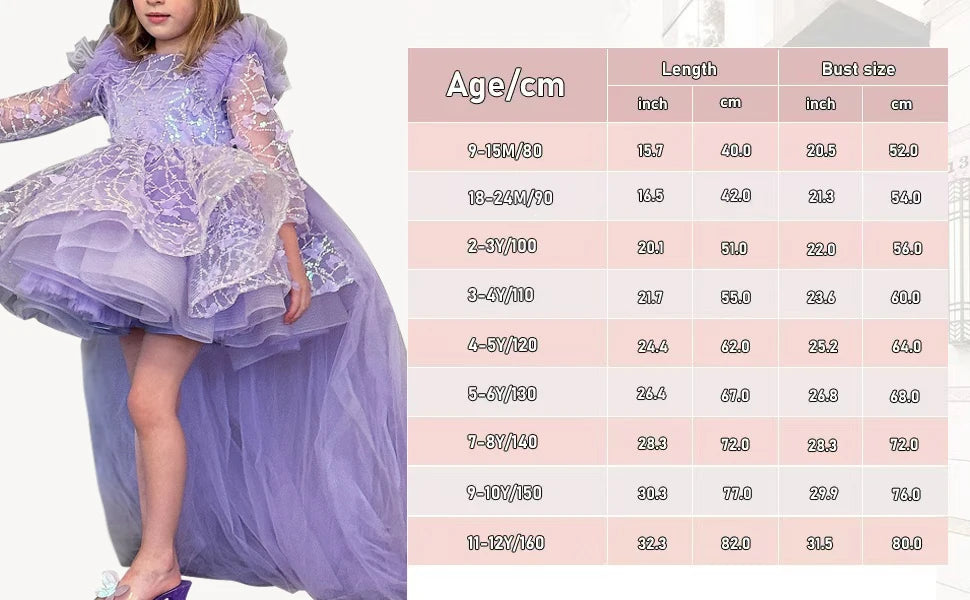 Luxuriöse Kinderkleidung, Babykleid zum ersten Geburtstag, Blumenkind-Hochzeitskleid, Mädchen-Karnevals-Performance-Kleidung.