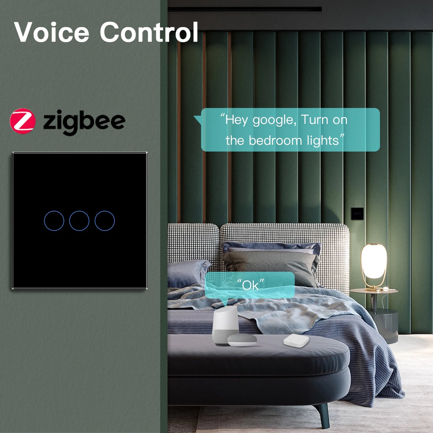BSEED Smart Zigbee Schalter 1/2/3Gang 1Way Intelligente Touch Licht Schalter Wand Sensor Schalter Tuya Smart leben Google Alexa.