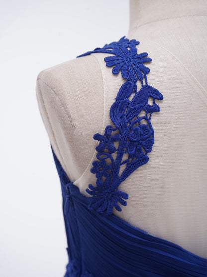 Mädchen Hochzeit Brautjungfer Kleid One Shoulder Elegante Guipure-Spitze Geraffte Chiffon Maxi Party Kleider Geburtstag Abend Abendkleid