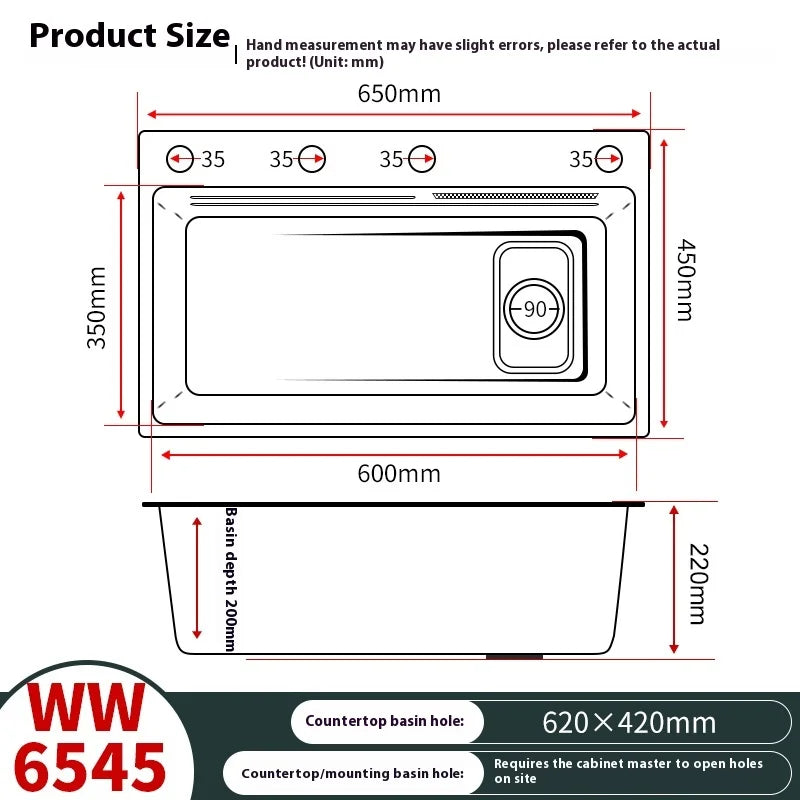 Silver 304 Stainless Steel Kitchen Sink Independent Waterfall Outlet Household Large Single Slot Wash Dish Bowl Undermount Basin