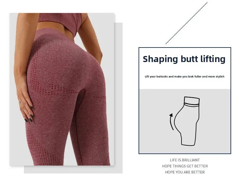 Seamless Dot Dot Yoga Suit High Waist Outdoor Sports Vest Running Quick Dry Top Fitness Yoga Pants Set Exercise Workout Clothes.