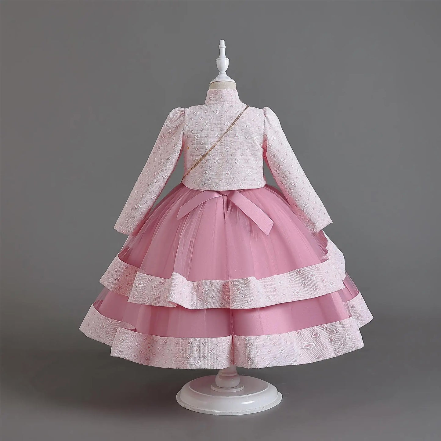 Neues Herbst/Winter Langarm-Partykleid, elegantes Mädchen-Stickerei, Weihnachts-Performance-Kleid, Geschenktüte für Kinder im Alter von 3–11 Jahren