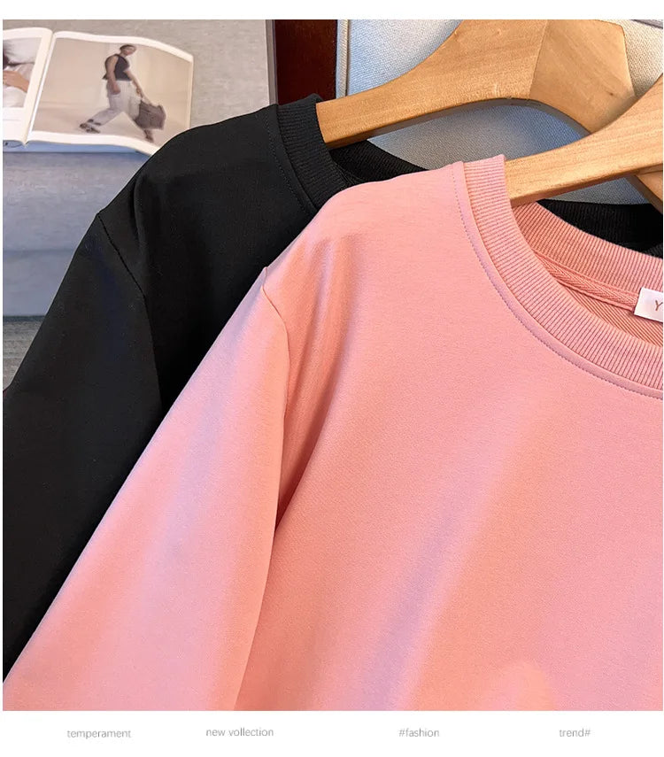 170kg plus size Damen büste Herbst lose Rundhals-Kaninchen-Sweatshirt Langarm lässig Top 6xl 7xl 8xl 9xl 10xl 11xl.