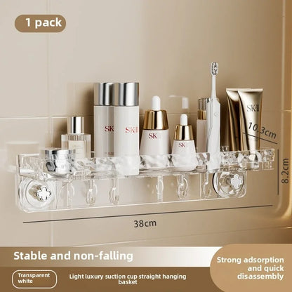 Eckregal mit gewelltem, nicht perforiertem Saugnapf, für Badezimmer, WC, Stativ, Duschregal, Wandmontage, Handtuch-Organizer, platzsparend