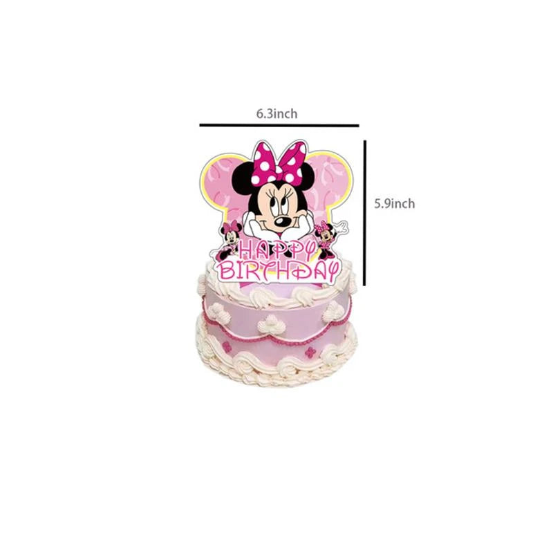 Disney Minnie Mouse Birthday Party Decoration Pink Minnie Paper Cups Plates Napkin Tablecloth Tableware Balloosn Baby Shower Kid