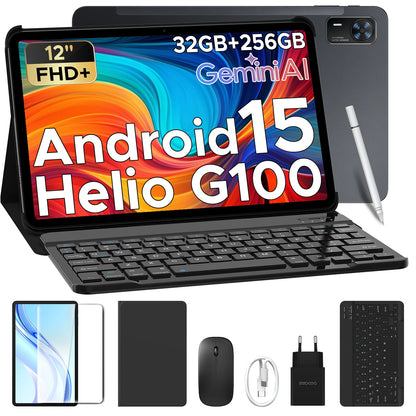 Doogee Tab E3+ 2 in 1 Tablet Pc Gemini Ai 12"" 2K Display Android 15 32Gb Ram(8+24) 256Gb Rom 8800Mah Battery Helio G100 Tabletpc