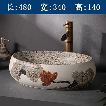 48 x 36 x 15 cm Jing De Zhen modernes Badezimmer-Waschbecken im nordischen Stil zum Waschen von Händen und Gesicht, minimalistisches Design, individuell