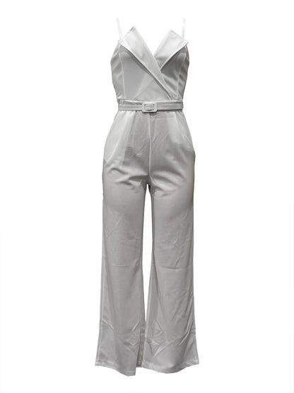 CM.YAYA Women Wide Leg Strapless V-neck Sleeveless Jumpsuits 2025 Summer OL Beach Night Club Party Street One Piece Suit Romper